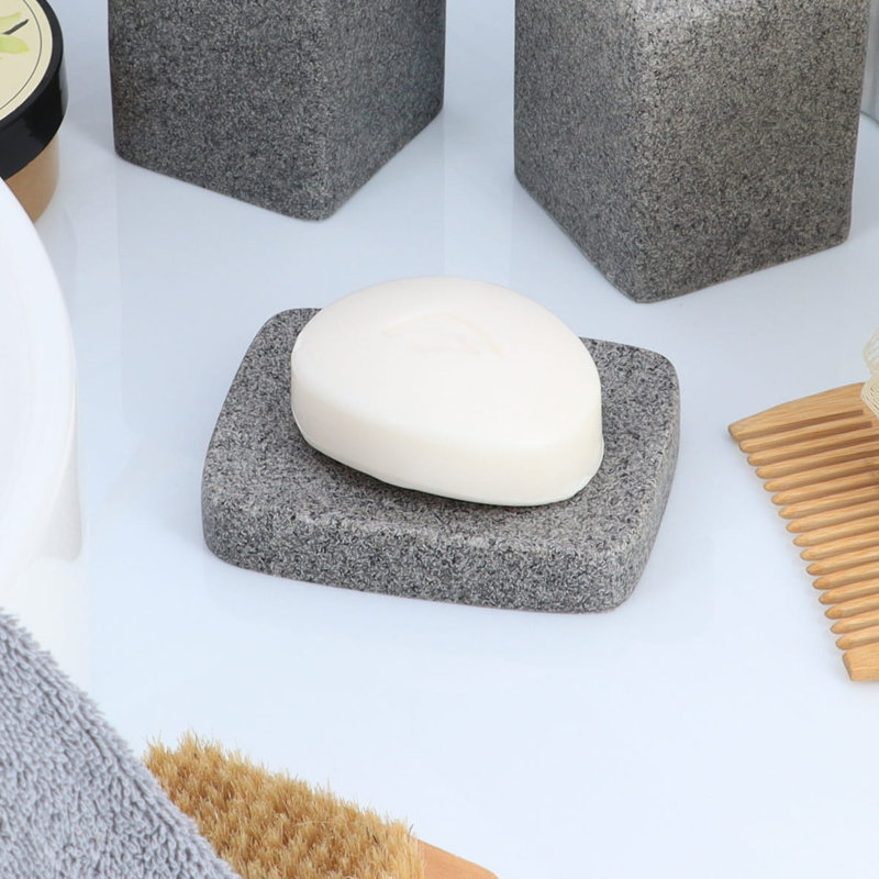 Evideco Granite Rectangular Grey Soap Dish Cup Dispenser | Wayfair
